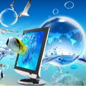 image of computer next to the globe